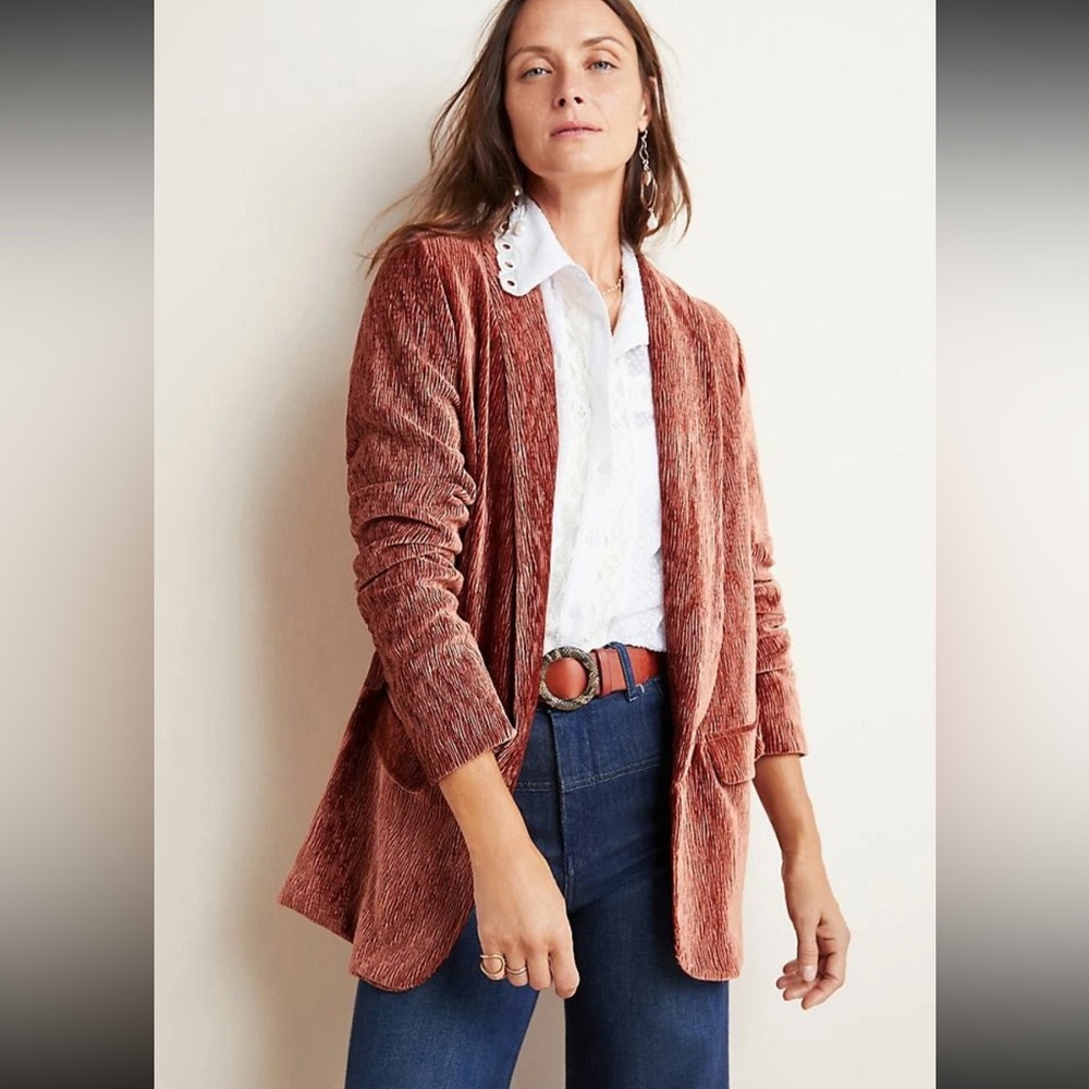 Anthropologie Chloe Oliver Napoli Textured Velvet Blazer